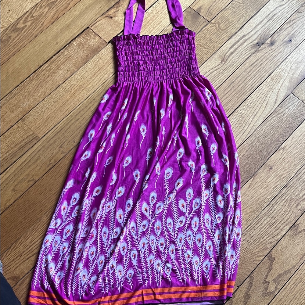 Elegant Purple Peacock Feather Dress